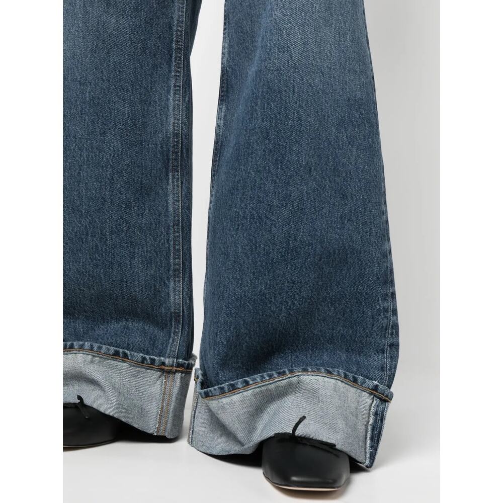 Agolde Dame Wide Leg Jeans 24 in Blue Denim High Rise Organic Cotton - Picture 8 of 13